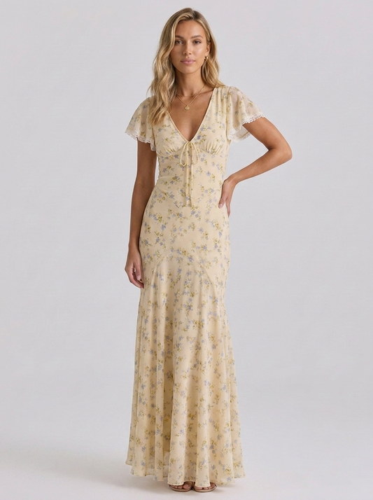 ZOÉ | FLORAL RUCHED MAXI DRESS