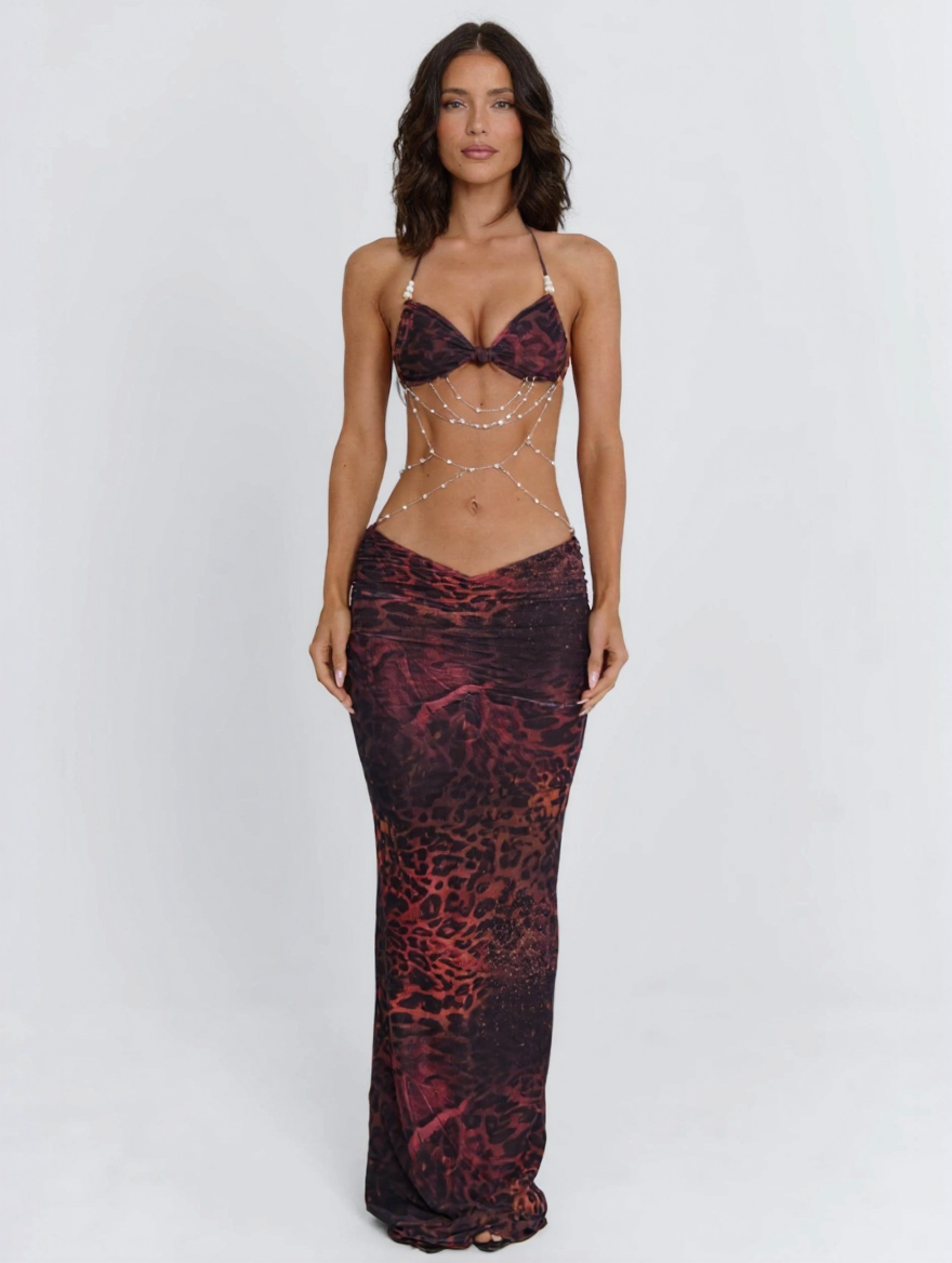 QUINN | EMBELLISHED HALTER MAXI DRESS