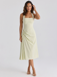 XIMENA | RUCHED HALTER MIDI DRESS