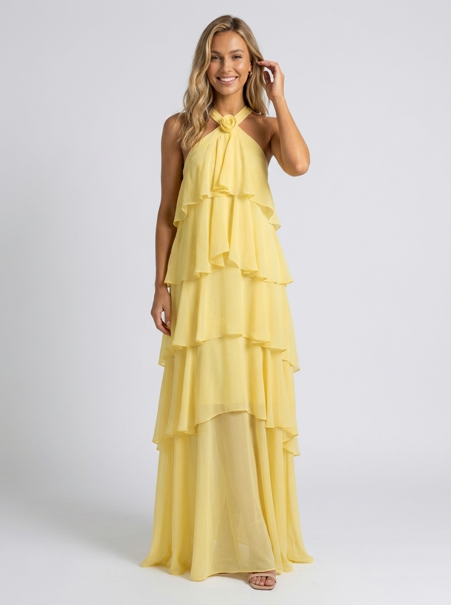 NOOR | TIERED HALTER MAXI DRESS