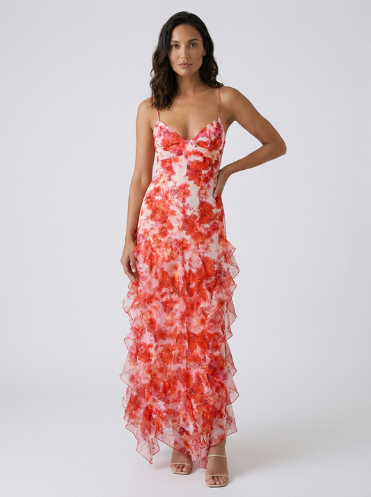 ODETTE | FLORAL RUFFLE MAXI DRESS