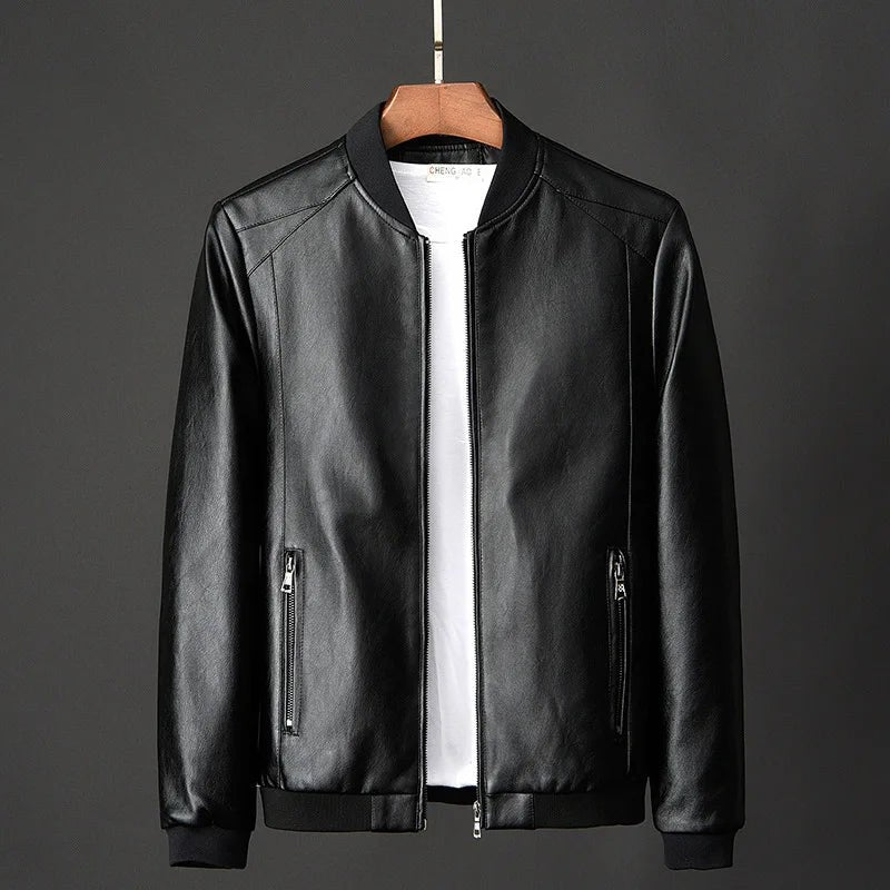 UrbanAviator Men's Leather Bomber Jacket in Charcoal