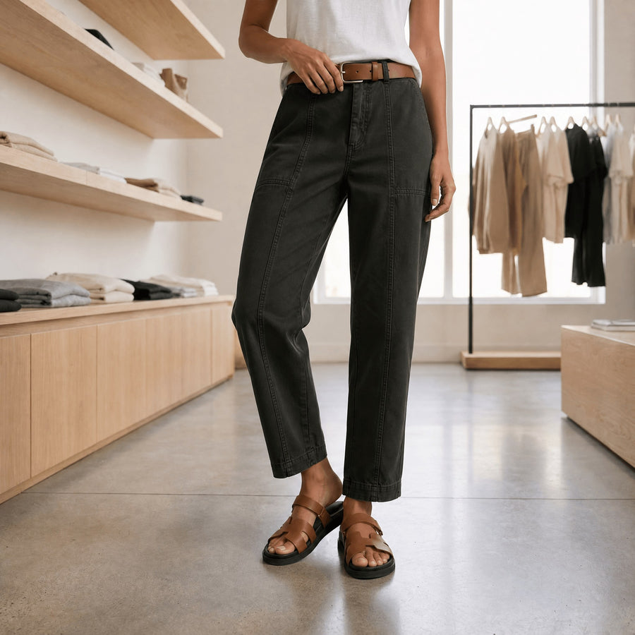 Valdine Women's High Waist Tapered Utility Pants in Dark Green