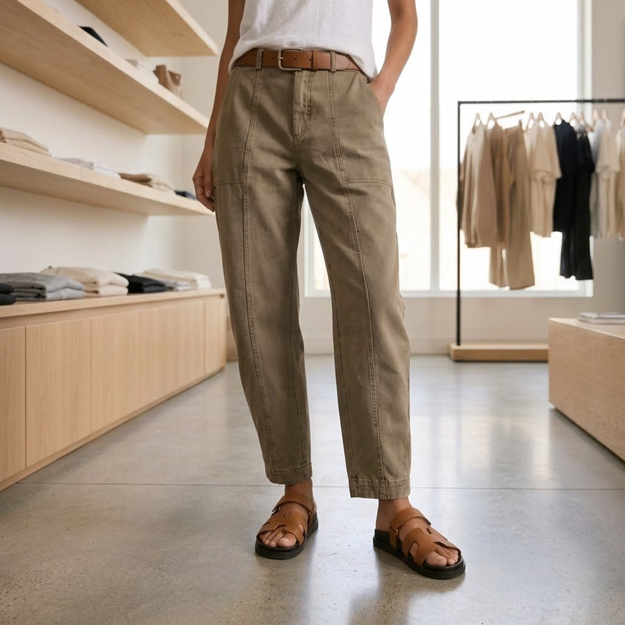 Valdine Women's High Waist Tapered Utility Pants in Khaki