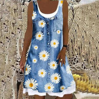Valencia™ Soft and Elegant Denim Dress in Blue/White