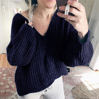 Valentina Casual Knit Sweater with V-Neck