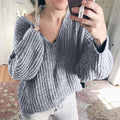Valentina Casual Knit Sweater with V-Neck