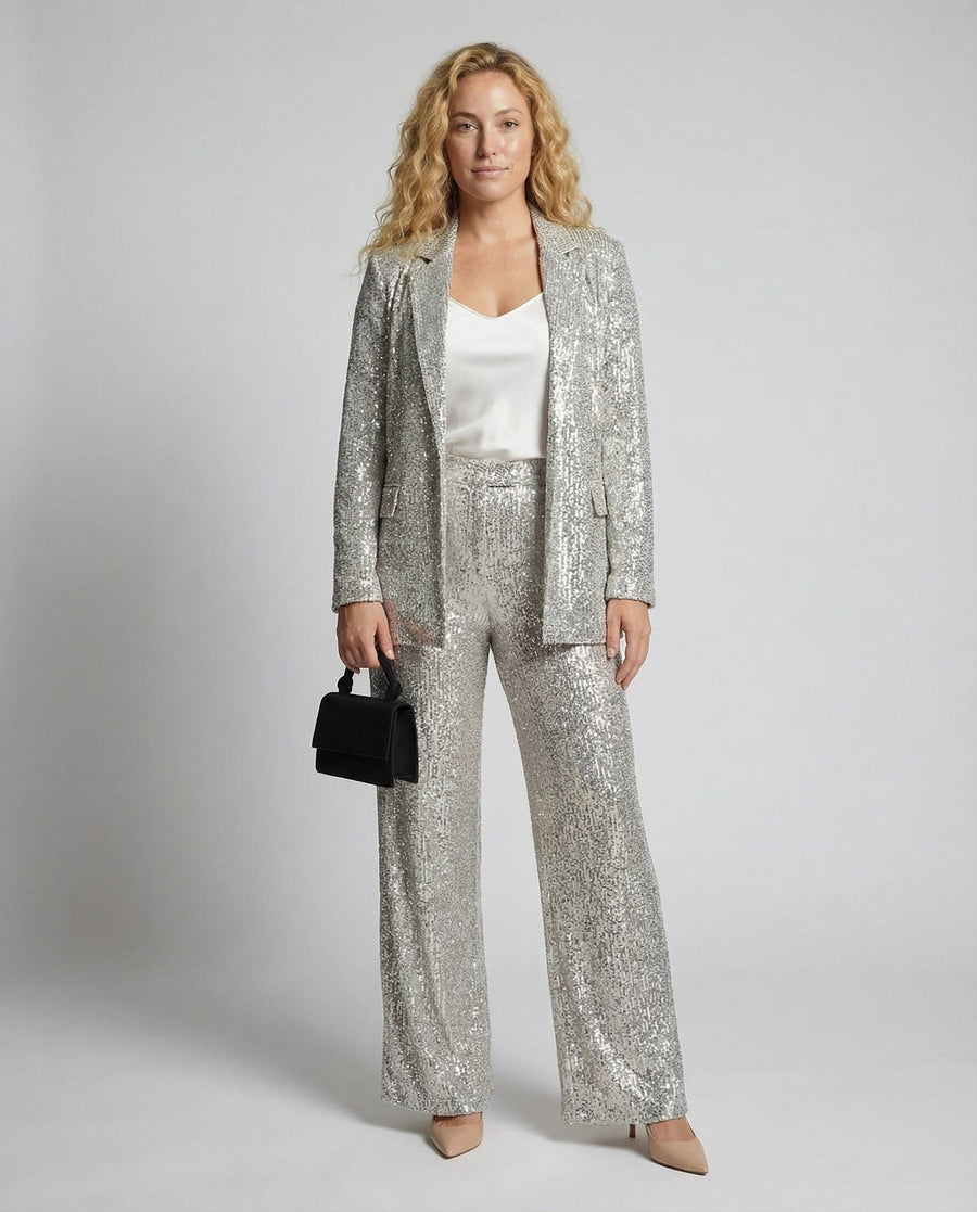 Valentina Elegant Blazer in Silver