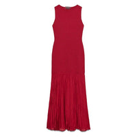 Valentina Elegant Maxi Dress with Sleeveless and Ruffles in Red