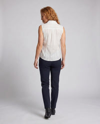 Valentina Linen Blend Shirt with Sleeveless and Chest Pocket