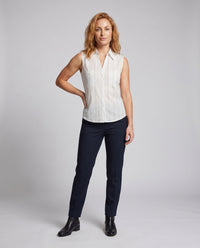 Valentina Linen Blend Shirt with Sleeveless and Chest Pocket
