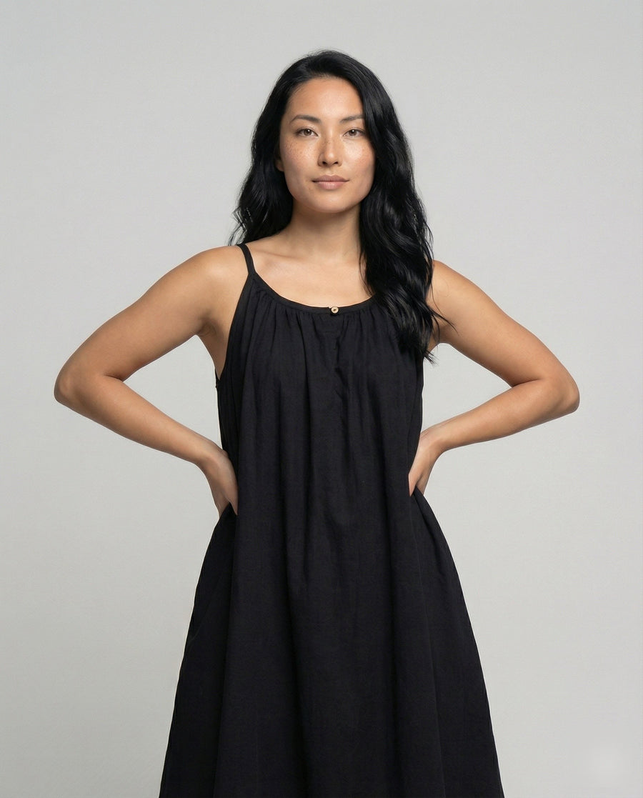 Valentina Linen Maxi Dress with Pockets