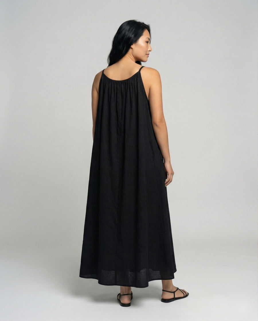 Valentina Linen Maxi Dress with Pockets