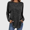 Valentina Women's Round Neck Long Sleeve Textured Knit Top