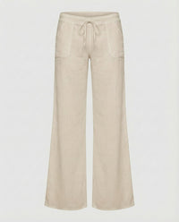Valeria Airy Linen Trousers with Pockets in Beige