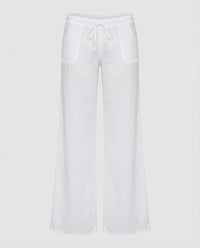 Valeria Airy Linen Trousers with Pockets in White
