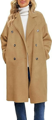Valeria Elegant Coat with Button Front in Khaki
