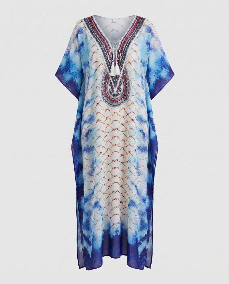 Valeria Linen Dress in Fischschuppen