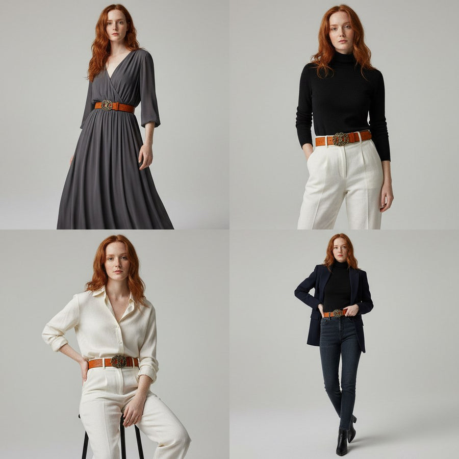 Valora Floral Buckle Belt in Charcoal