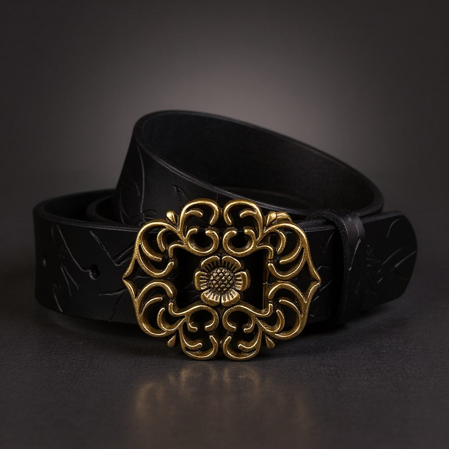 Valora Floral Buckle Belt in Charcoal