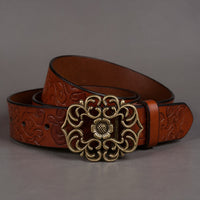 Valora Floral Buckle Belt in Chestnut