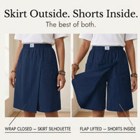 Valtine Women's Wrap-Front Skort Wide Leg Knee Shorts