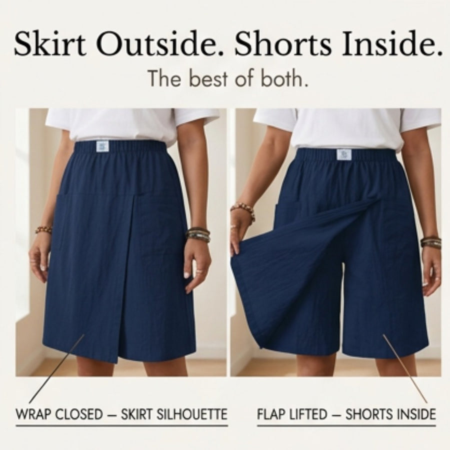 Valtine Women's Wrap-Front Skort Wide Leg Knee Shorts