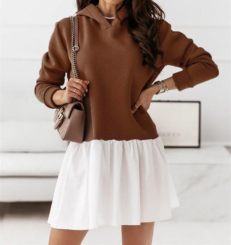 Vanessa Casual Dress with Hood in Brown