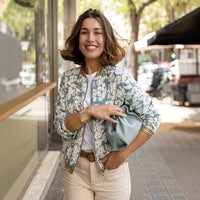 Vanessa Jacket with Floral Print in Light Blue