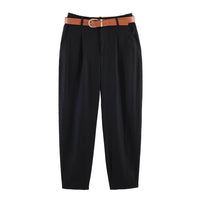 Vanessa Linen Trousers with Belted in Black
