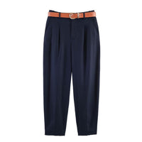 Vanessa Linen Trousers with Belted in Meeresblau