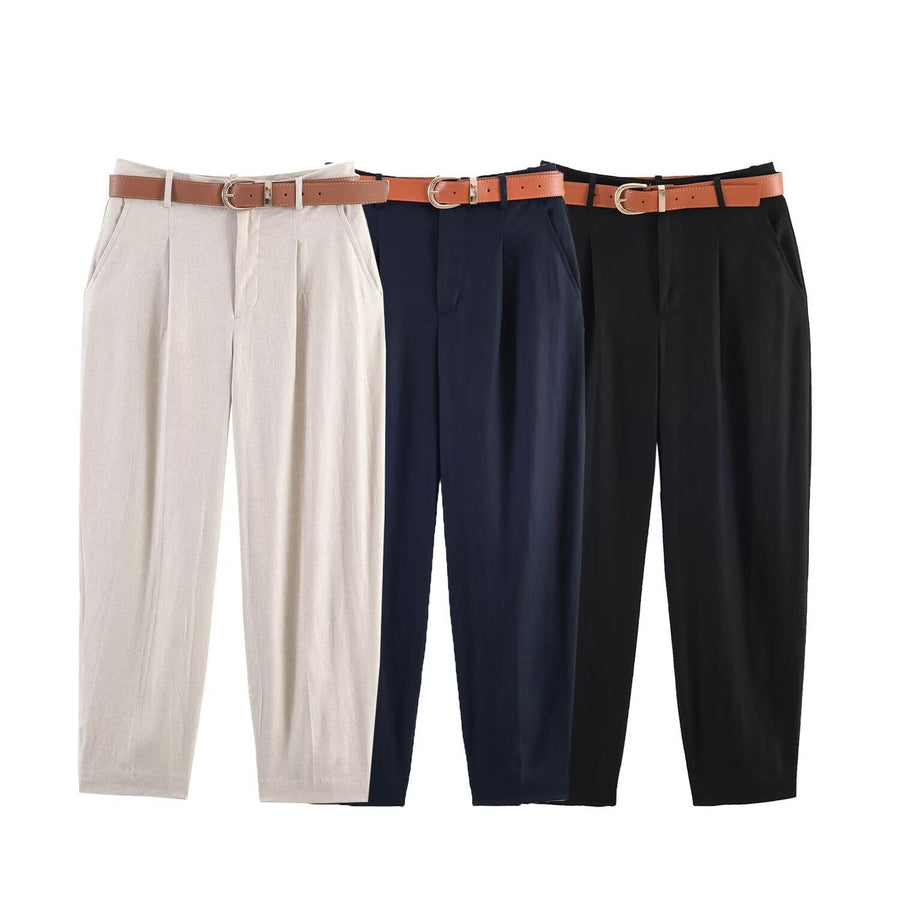 Vanessa Linen Trousers with Belted