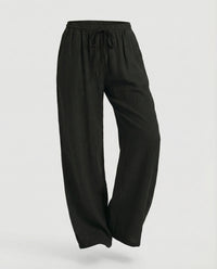 Vanessa Relaxed Linen Trousers in Black