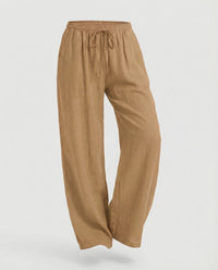 Vanessa Relaxed Linen Trousers in Brown