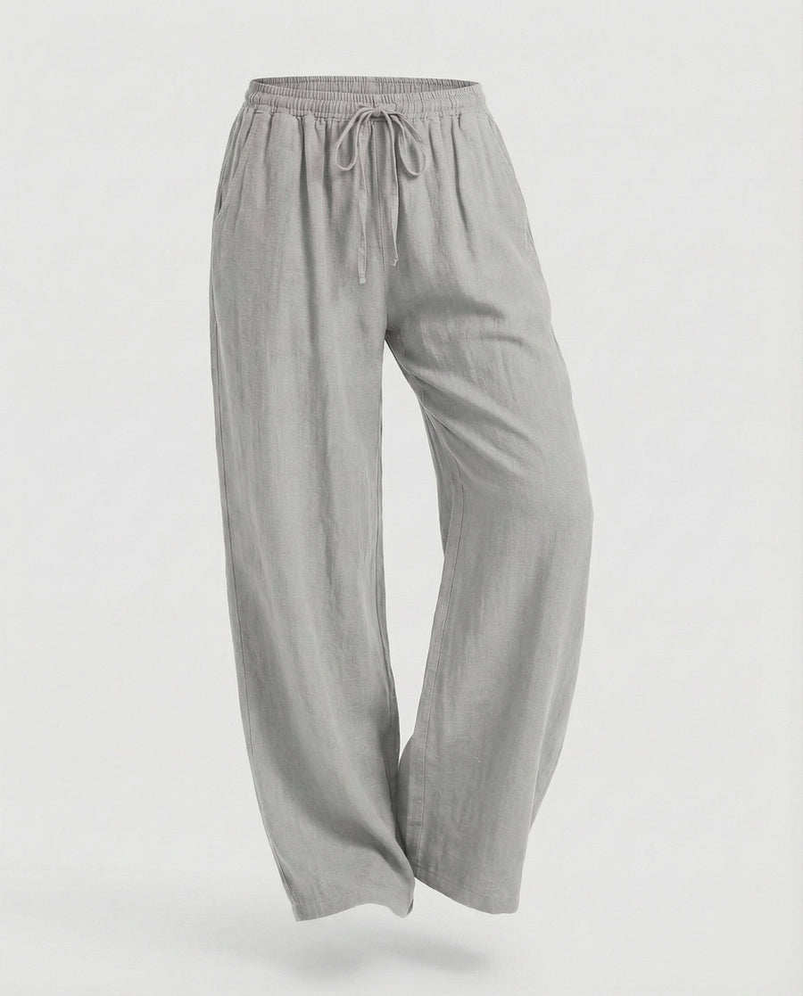 Vanessa Relaxed Linen Trousers in Grey