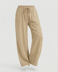 Vanessa Relaxed Linen Trousers in Khaki