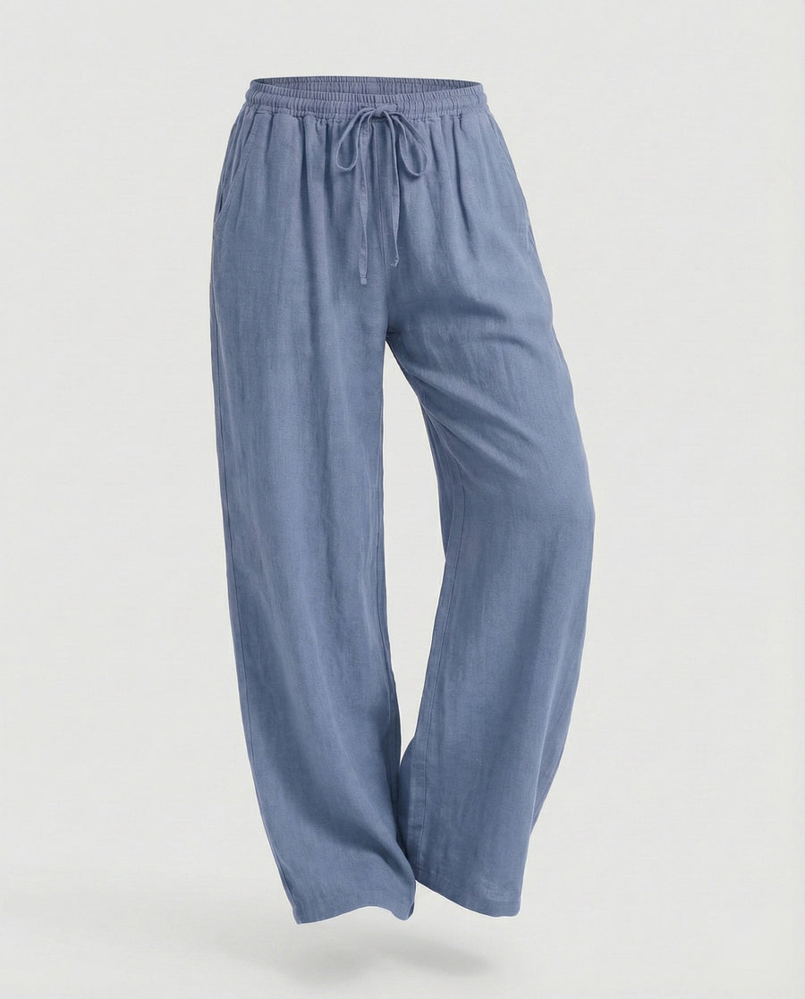 Vanessa Relaxed Linen Trousers in Light Blue