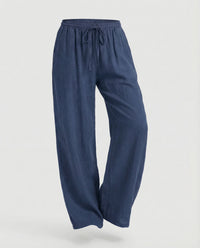 Vanessa Relaxed Linen Trousers in Navy