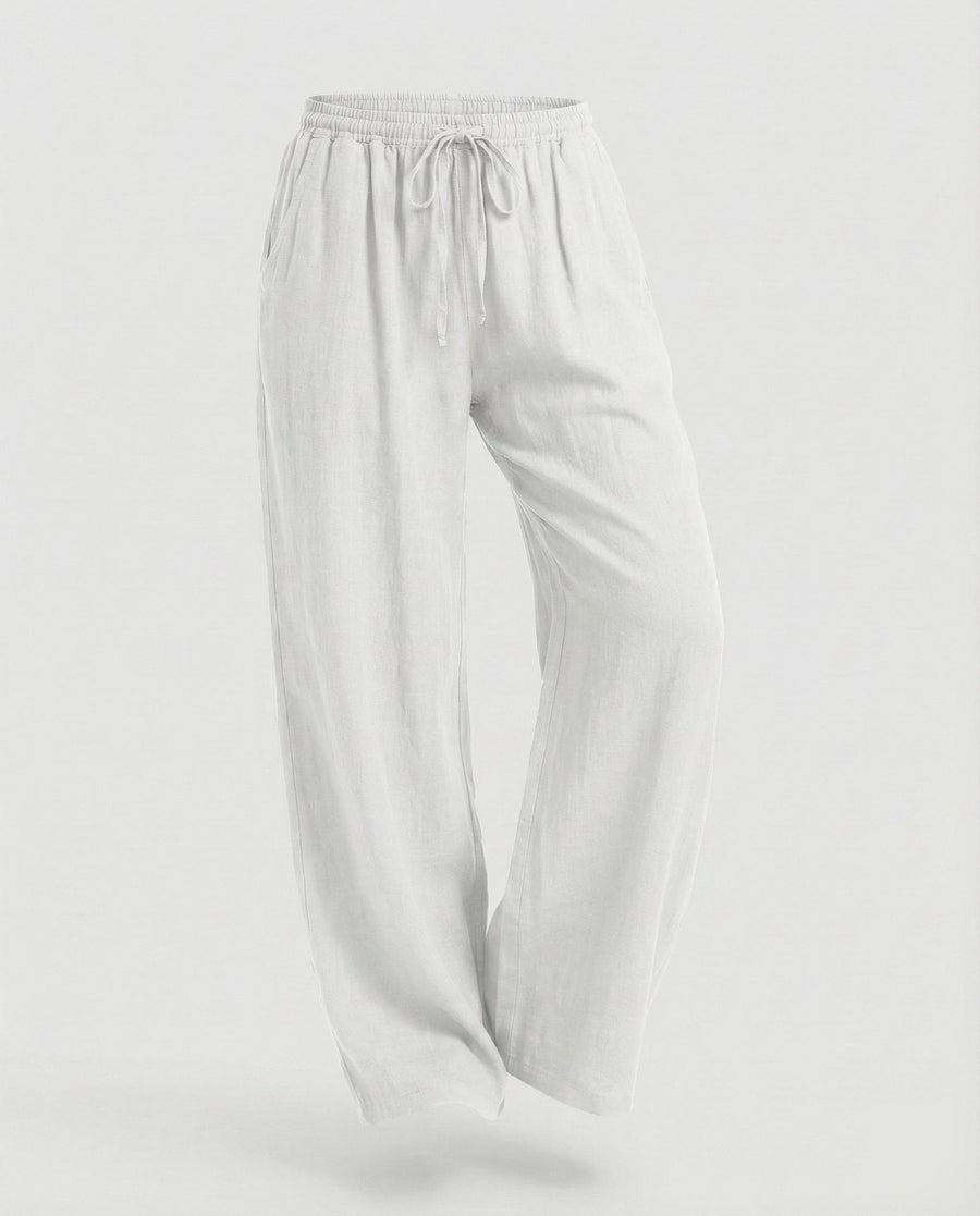Vanessa Relaxed Linen Trousers in White