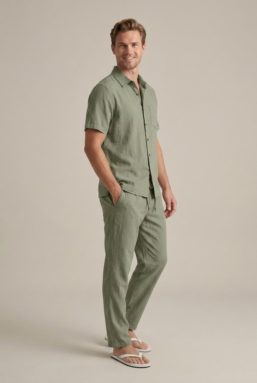 Men's Linen Two-Piece Set Relaxed Fit