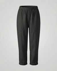 Veda Casual Linen Blend Trousers in Black