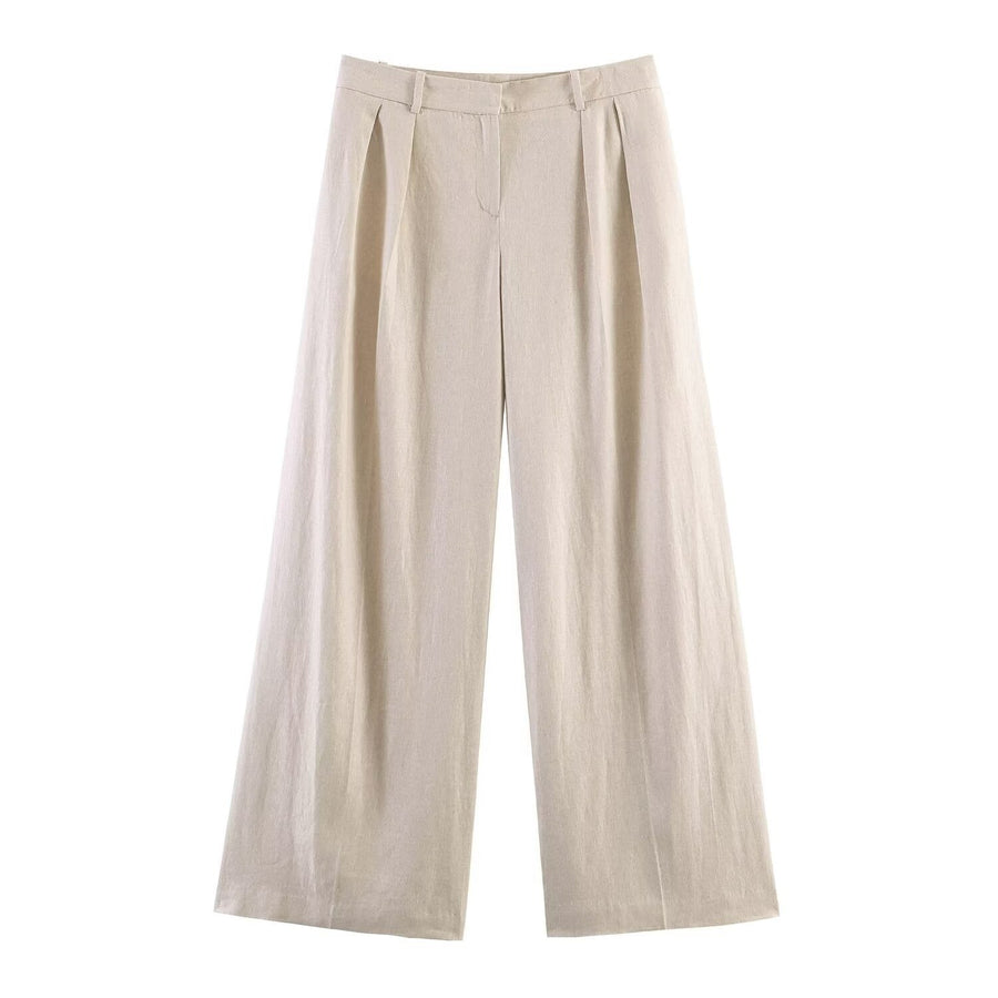 Veda Elegant Linen Trousers with Pleated in Hose