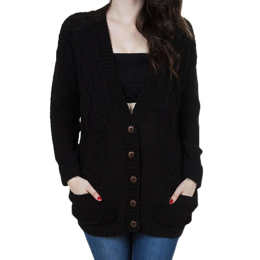 Veda Knit Cardigan with Pockets in Black