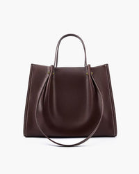 Luna | Vegan Leather Minimalist Tote Bag Contrast Stitch Shoulder Bag