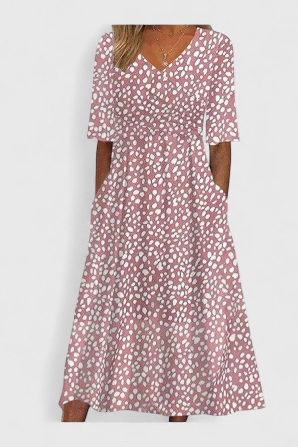Veldorne Women's Wedding Guest Midi Dress in Pink