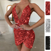 Veldris Women's Sequin Party Mini Dress in Red