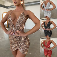 Veldris Women's Sequin Party Mini Dress in Red