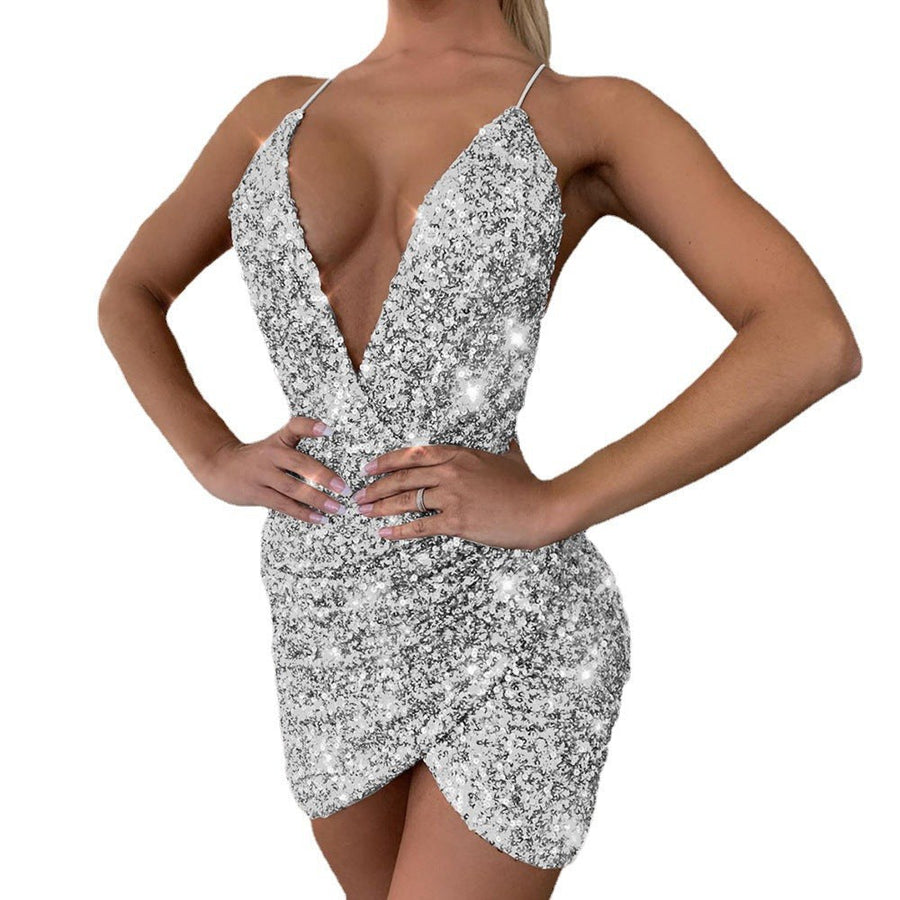 Veldris Women's Sequin Party Mini Dress in Red