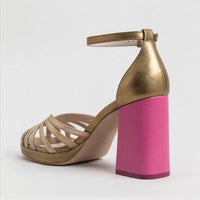Veldris Women's Strappy Sandals Block Heel in Gold