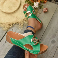 Veldwyn Women's Slide Sandals Open Toe Wedge in Green